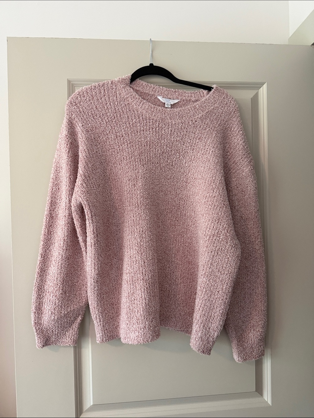 Time and Tru Plush Crewneck Sweater - Light Pink